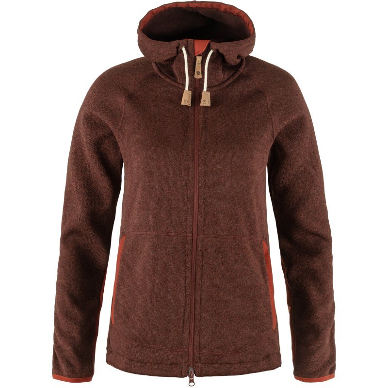 Fjällräven Damen Fleecejacke Övik Fleece Hoodie Rot XS