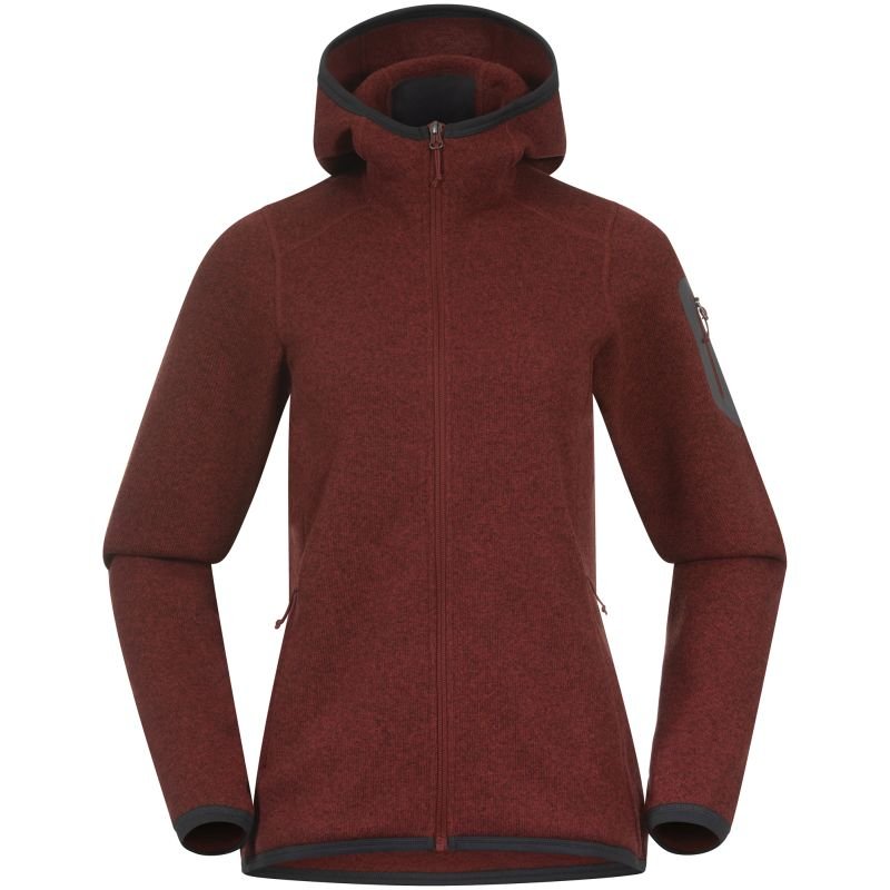 Bergans Damen Hoodie Kamphaug Knitted Weinrot S