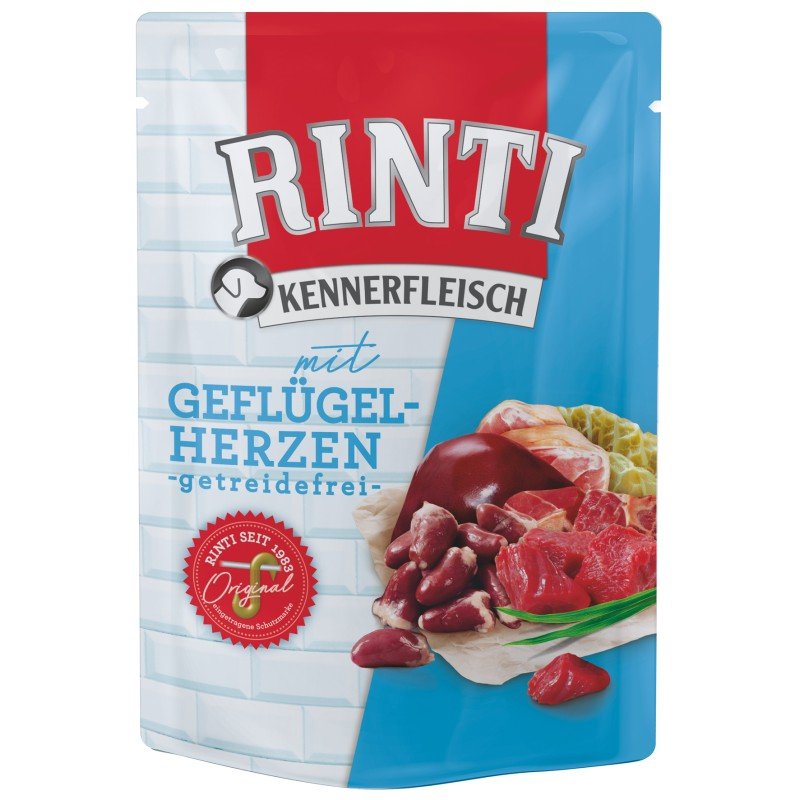 Rinti Hunde Nassfutter Kennerfleisch 400g Geflügelherzen Frischebeutel