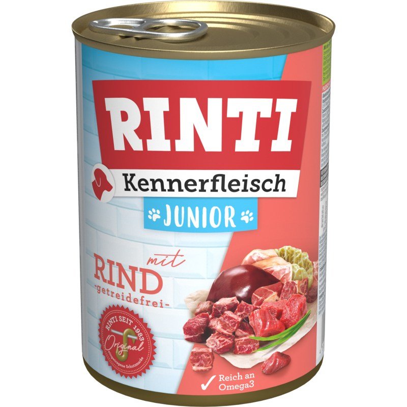 Rinti Hunde Nassfutter Dose Kennerfleisch Junior 400g Rind