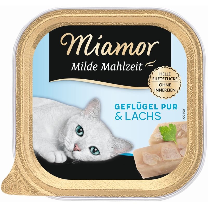 Miamor Katzen Nassfutter Schale Milde Mahlzeit Geflügel pur & Lachs 100g