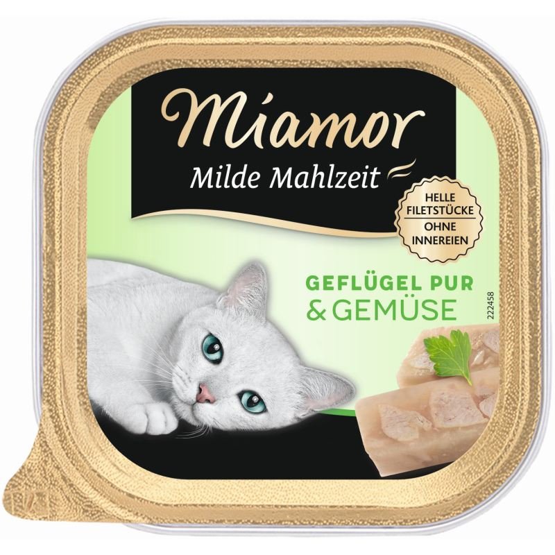 Miamor Katzen Nassfutter Schale Milde Mahlzeit Geflügel pur & Gemüse 100g