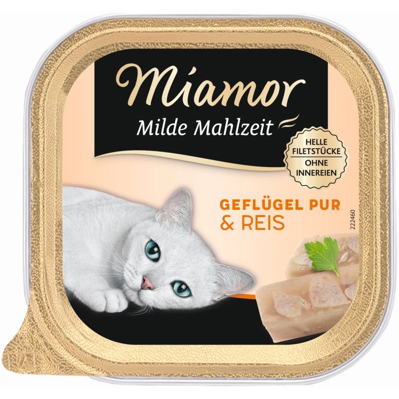 Miamor Katzen Nassfutter Schale Milde Mahlzeit Geflügel pur & Reis 100g