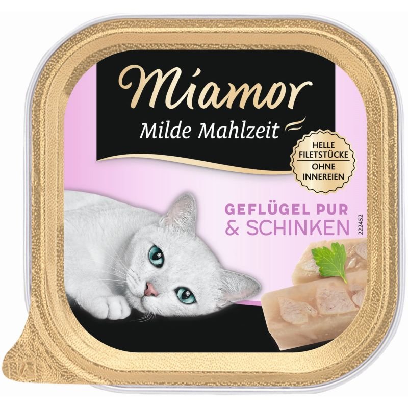 Miamor Katzen Nassfutter Schale Milde Mahlzeit Geflügel pur & Schinken 100g