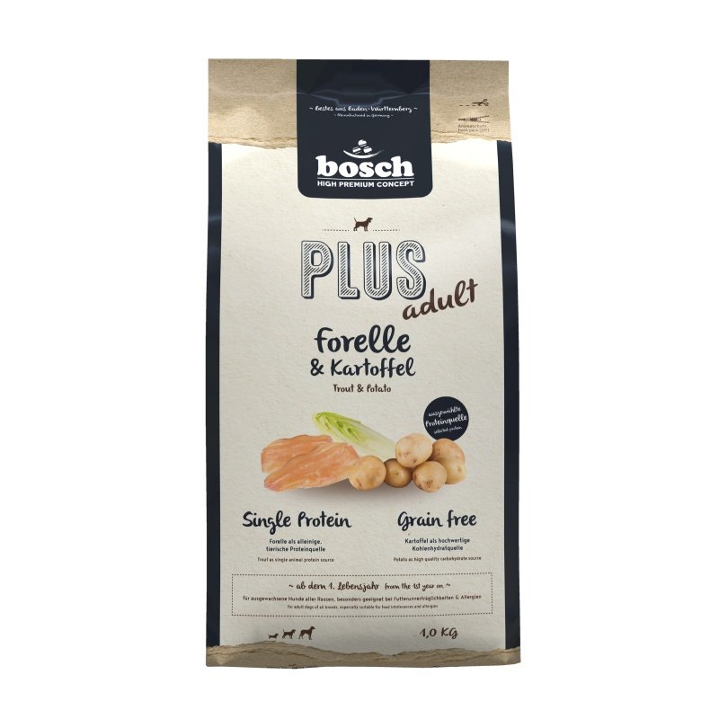 Bosch Hunde Trockenfutter PLUS Adult Forelle & Kartoffel 1kg