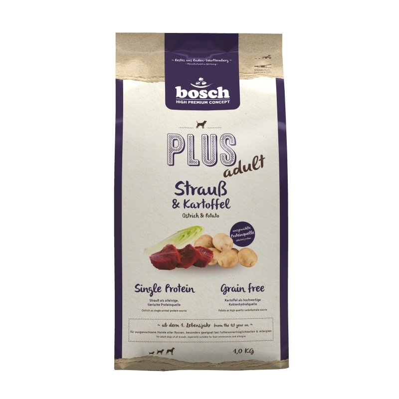 Bosch Hunde Trockenfutter PLUS Adult Strauß & Kartoffel 1kg