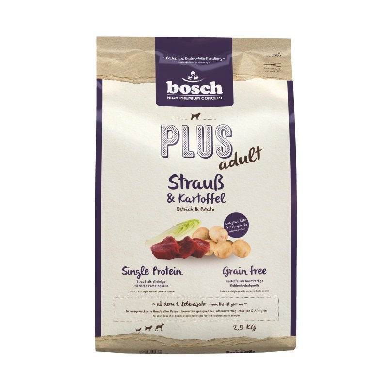 Bosch Hunde Trockenfutter PLUS Adult Strauß & Kartoffel 4x2,5kg