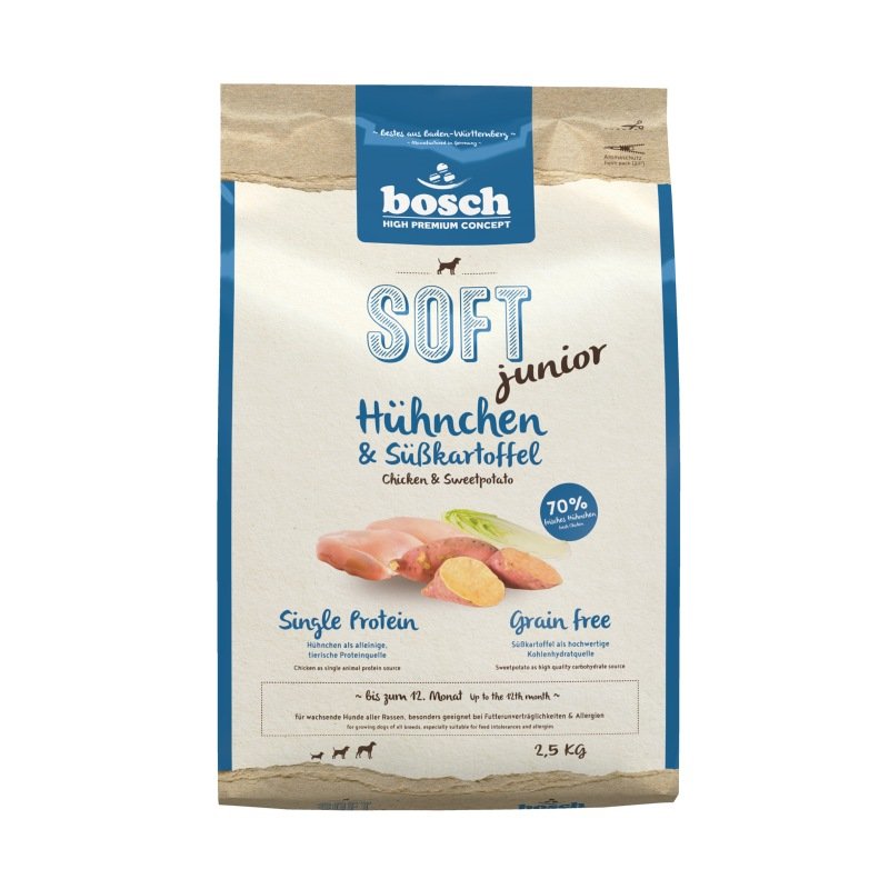 Bosch Hunde Trockenfutter HPC Soft Junior Hühnchen & Süßkartoffel 2,5kg