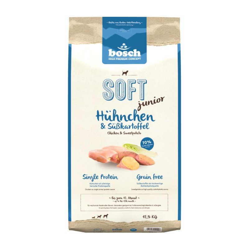 Bosch Hunde Trockenfutter HPC Soft Junior Hühnchen & Süßkartoffel 12,5kg