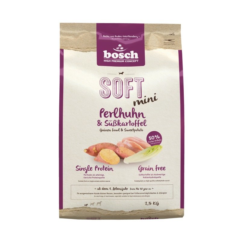 Bosch Hunde Trockenfutter HPC Soft Mini Adult Perlhuhn & Kartoffel 2,5kg