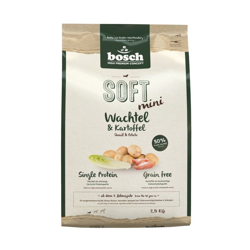 Bosch Hunde Trockenfutter HPC Soft Mini Adult Wachtel & Kartoffel 4x2,5kg