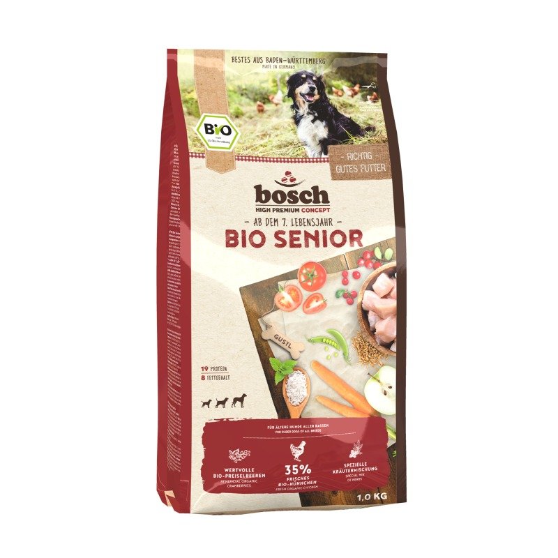 Bosch Hunde Trockenfutter Bio Senior Hühnchen & Preiselbeere 1kg