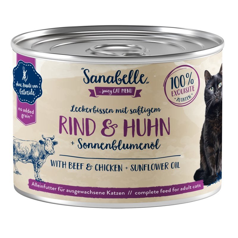 Sanabelle Katzen Nassfutter Adult mit Rind & Huhn 6 x 195 g