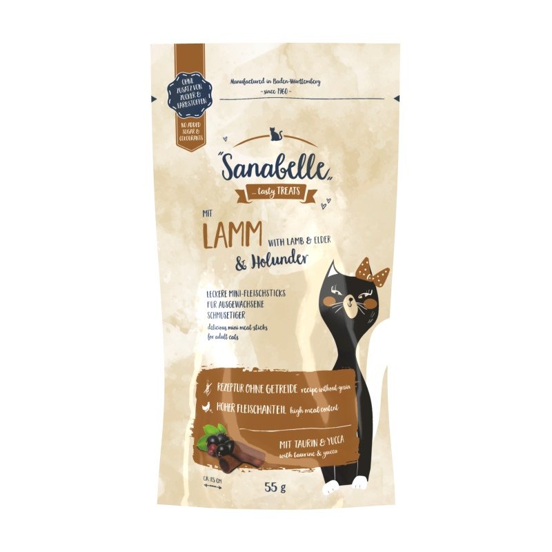 Sanabelle Katzen Snack Mini Fleischsticks Adult mit Lamm & Holunder 20 x 55 g