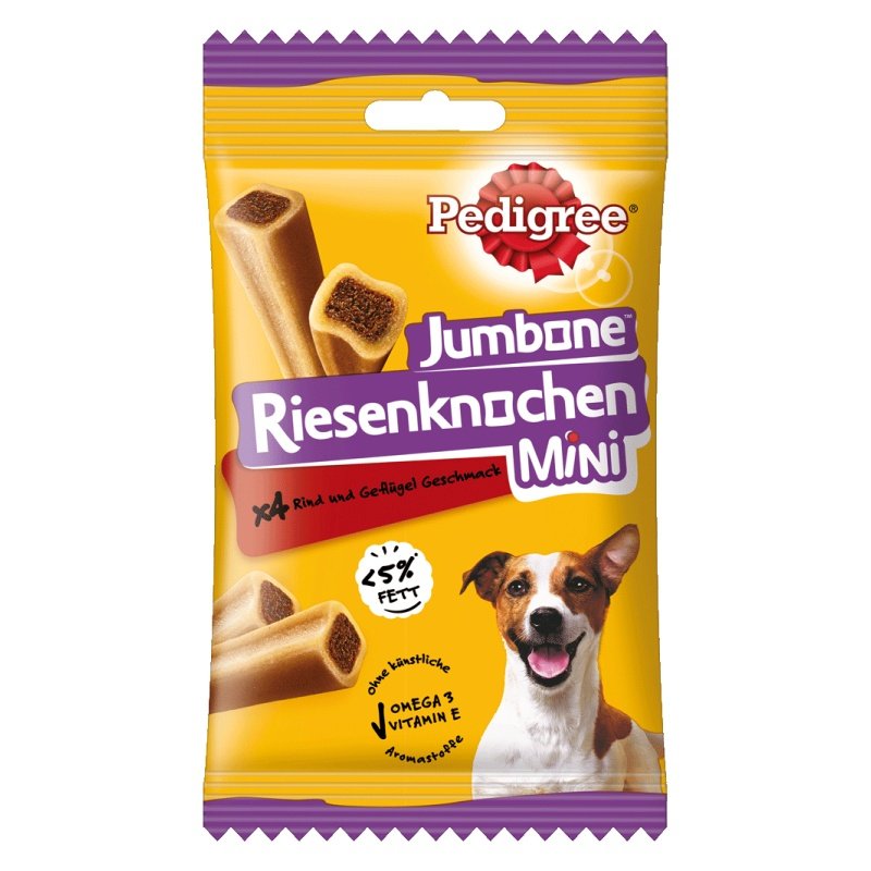 Pedigree Hunde Snack Jumbone Riesenknochen Mini mit Rind & Geflügel 8 x 4 Stk.