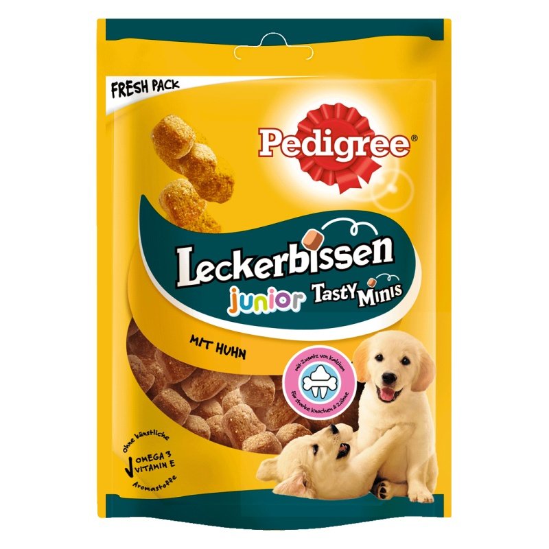 Pedigree Hunde Snack Leckerbissen Tasty Minis Junior mit Huhn 6 x 125g