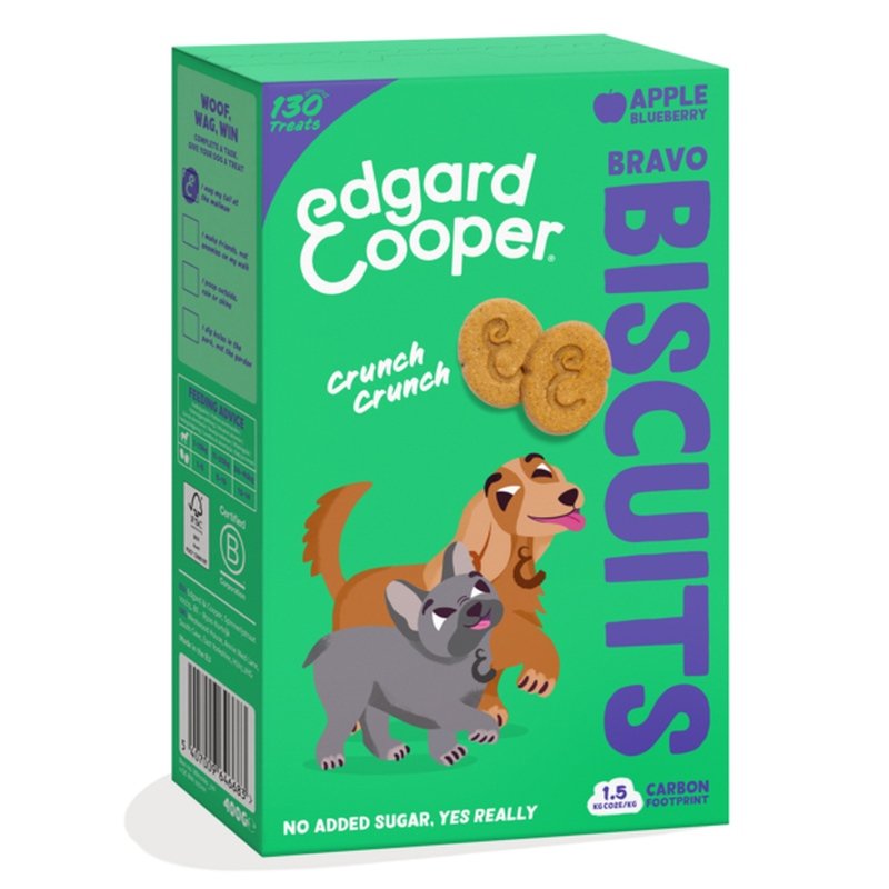 Edgard & Cooper Hundekeks Bravo Biscuits Apfel und Blaubeeren 400g