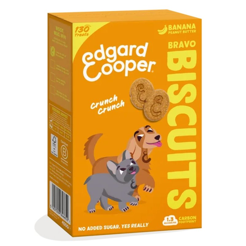 Edgard & Cooper Hundekeks Bravo Biscuits Banane und Erdnussbutter 400g