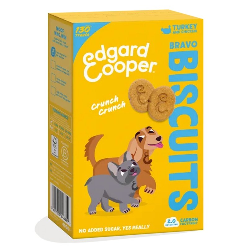 Edgard & Cooper Hundekeks Bravo Biscuits Truthahn und Huhn 400g