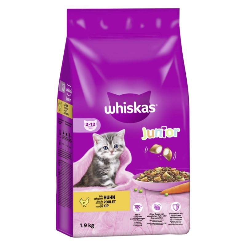 Whiskas Katzen Trockenfutter Junior Huhn 1,9 kg