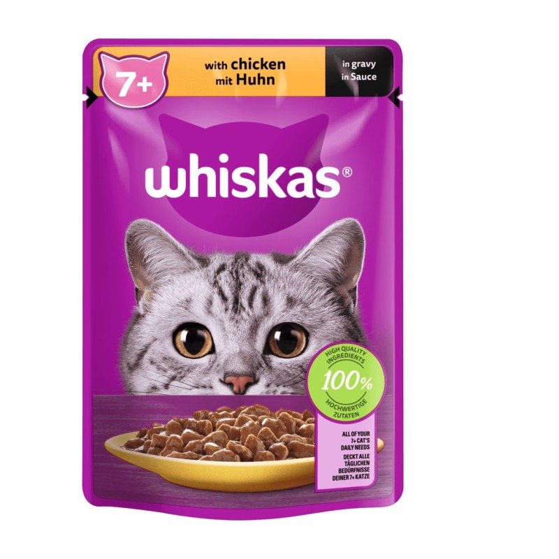 Whiskas Katzen Nassfutter Portionsbeutel in Sauce 7+ mit Huhn 28 x 85 g