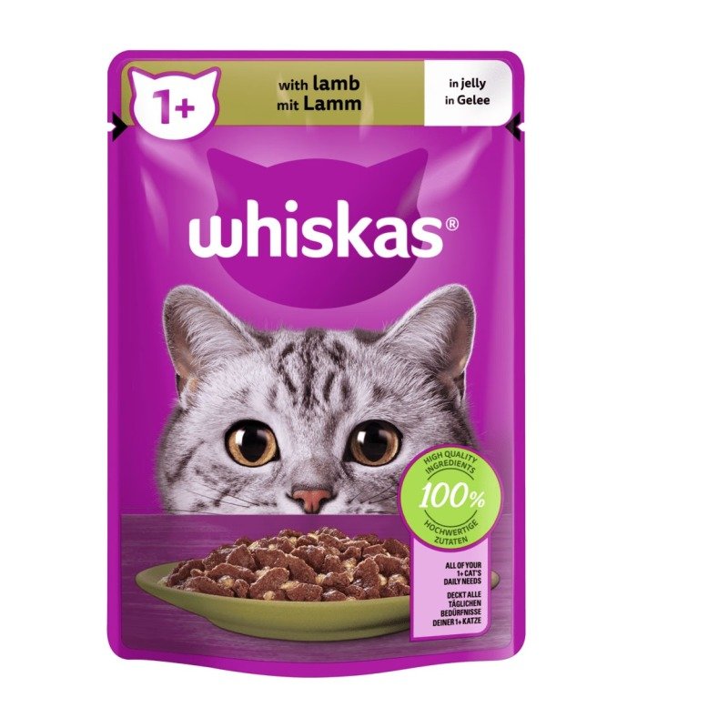 Whiskas Katzen Nassfutter Portionsbeutel in Gelee 1+ mit Lamm 28 x 85 g