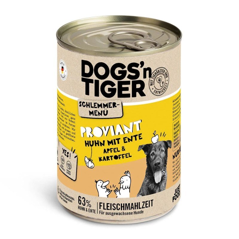 Dogs'n Tiger Hunde Nassfutter Proviant Huhn & Ente 400g