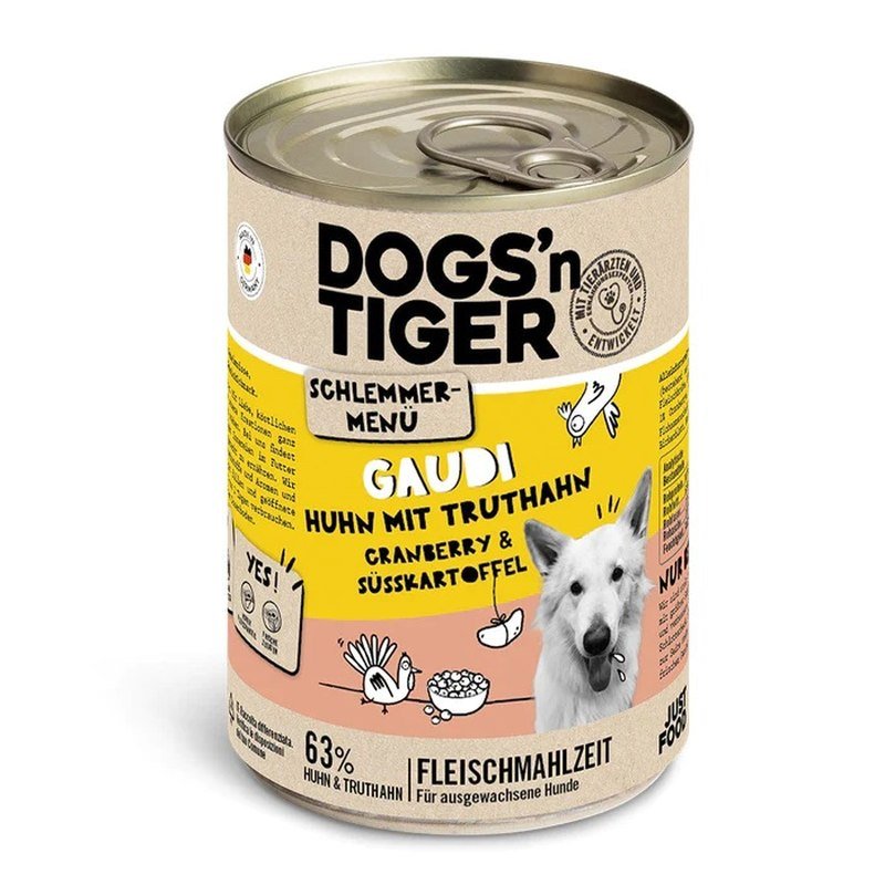 Dogs'n Tiger Hunde Nassfutter Gaudi Huhn & Truthahni 400 g