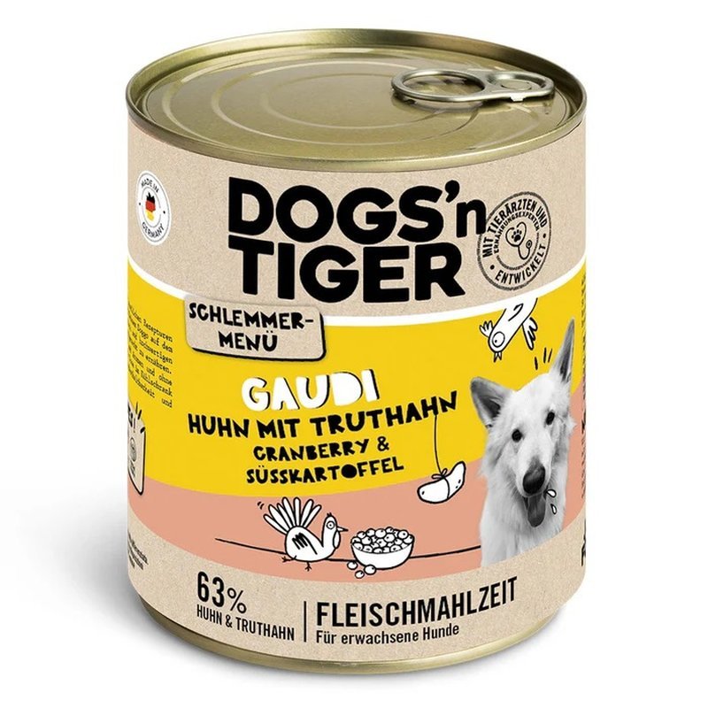 Dogs'n Tiger Hunde Nassfutter Gaudi Huhn & Truthahni 800 g