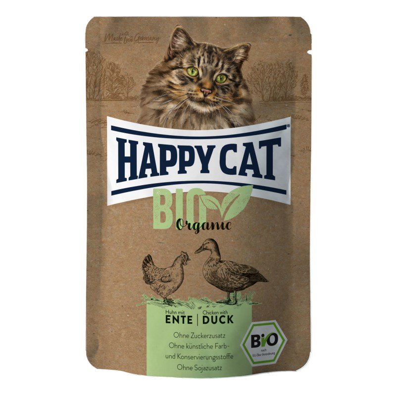 Happy Cat Katzen Nassfutter Bio Huhn & Ente 85 g x 12 Stk.