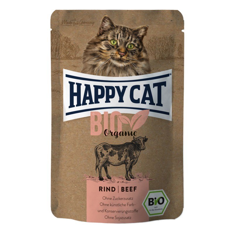 Happy Cat Katzen Nassfutter Bio Rind 85 g x 12 Stk.