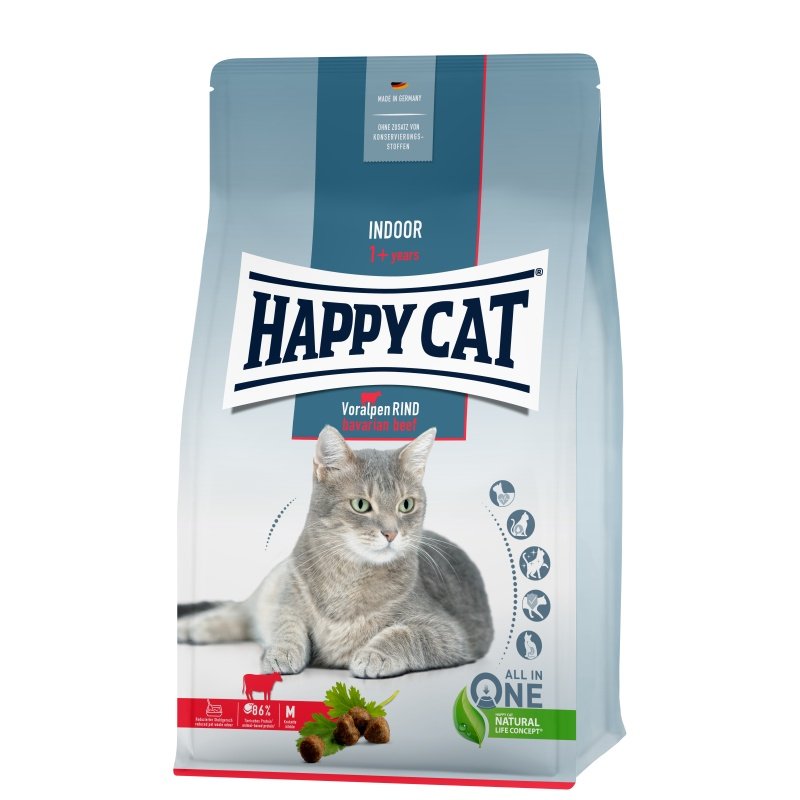 Happy Cat Katzen Trockenfutter Indoor Voralpen Rind 1,3 kg