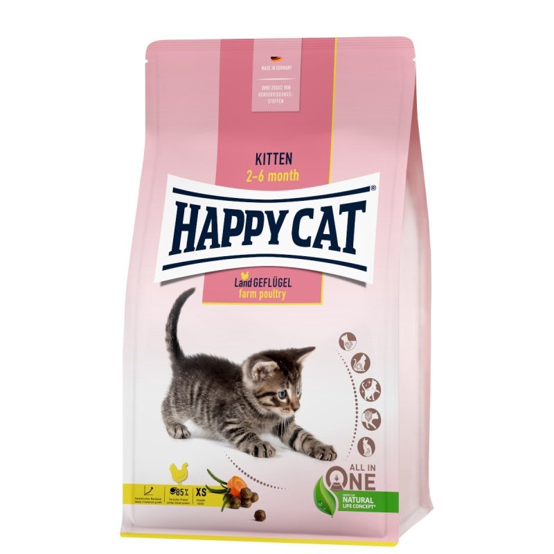 Happy Cat Katzen Trockenfutter Kitten Land Geflügel 300 g