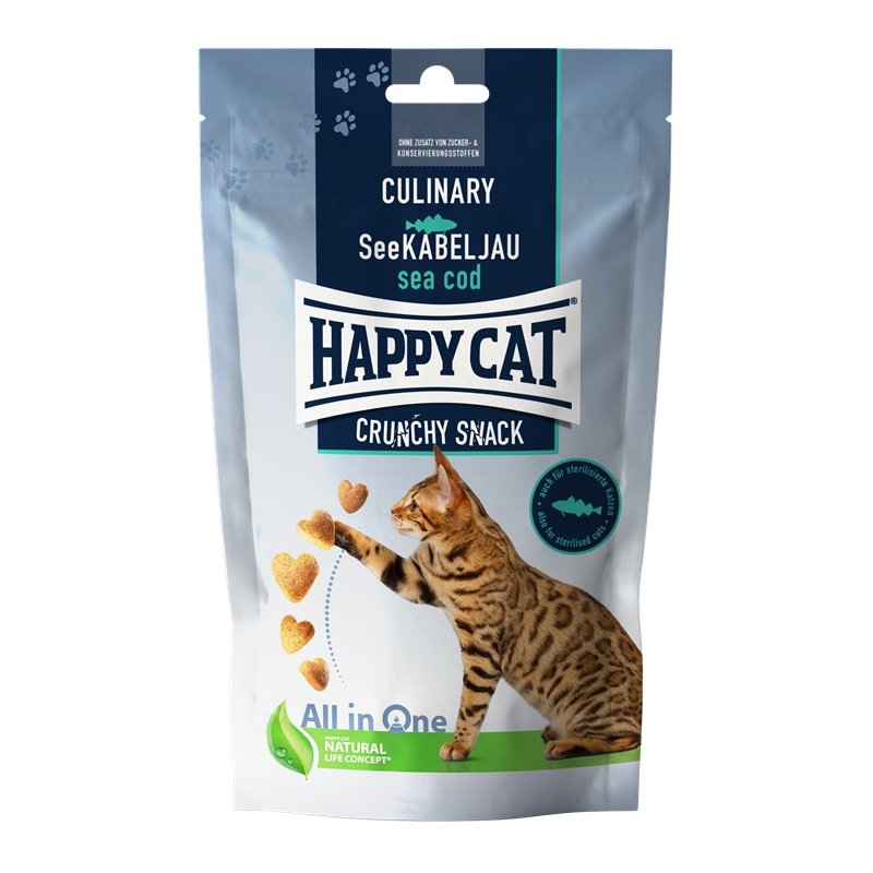 Happy Cat Katzen Snacks Culinary Crunchy Snack See-Kabeljau 70 g