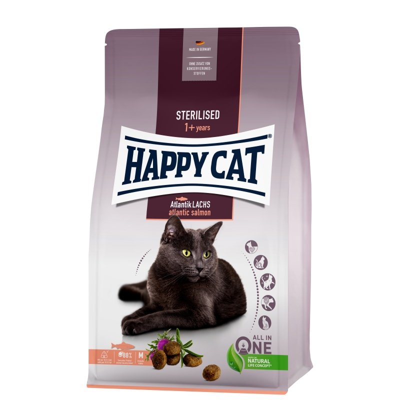 Happy Cat Katzen Trockenfutter Sterilised Atlantik Lachs 1,3 kg