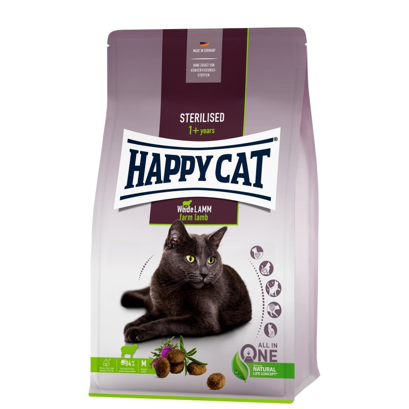 Happy Cat Katzen Trockenfutter Sterilised Weide Lamm 1,3 kg