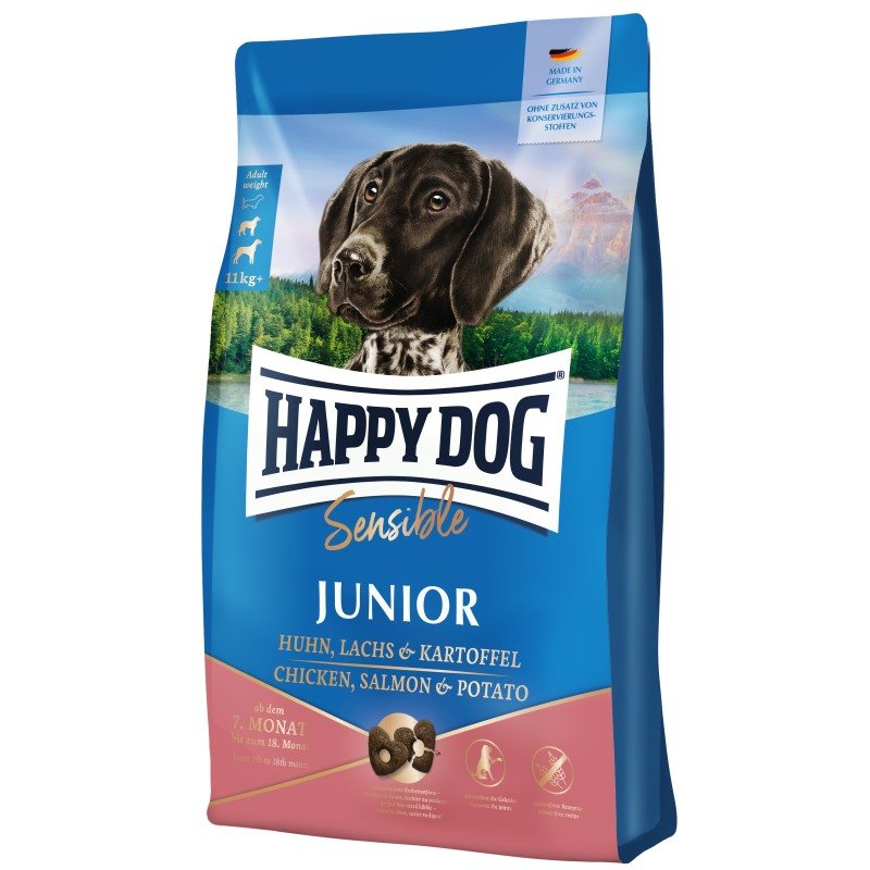 Happy Dog Hunde Trockenfutter Sensible Junior Lachs & Kartoffel 10 kg