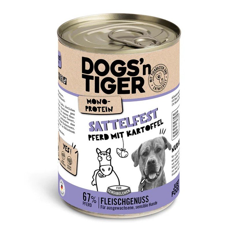 Dogs'n Tiger Hunde Nassfutter Sattelfest Pferd 400g