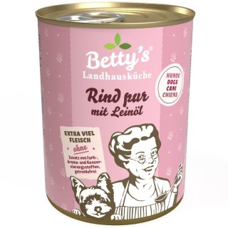 Bettys Landhausküche Hunde Nassfutter Rind pur mit Leinöl