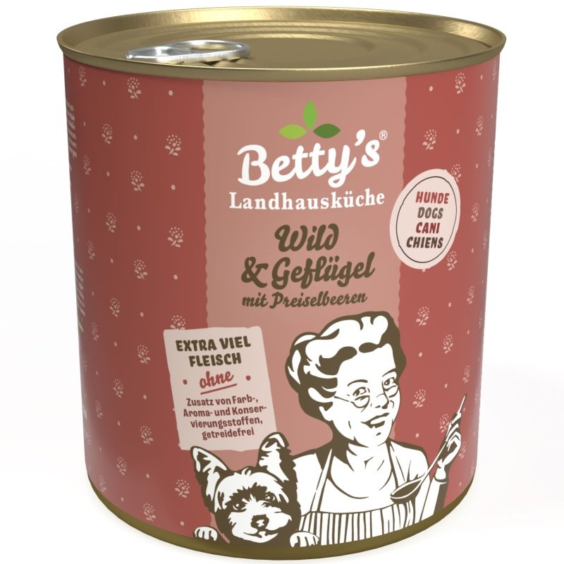 Betty´s Landhausküche Hundefutter Geflügel & Wild mit Preiselbeeren 1x 800g