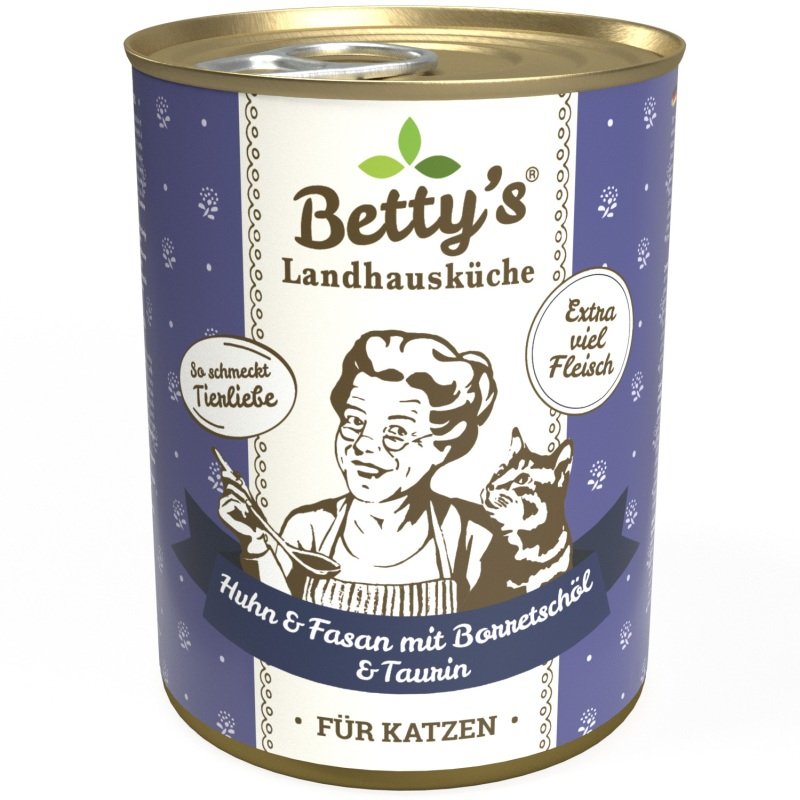 Betty's Landhausküche Katzenfutter Huhn & Fasan mit Borretschöl 400g