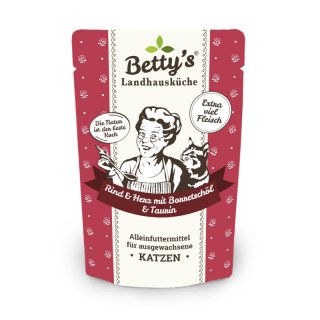 Bettys Landhausküche Katzenfutter Frischebeutel Rind & Herz mit Borretschöl