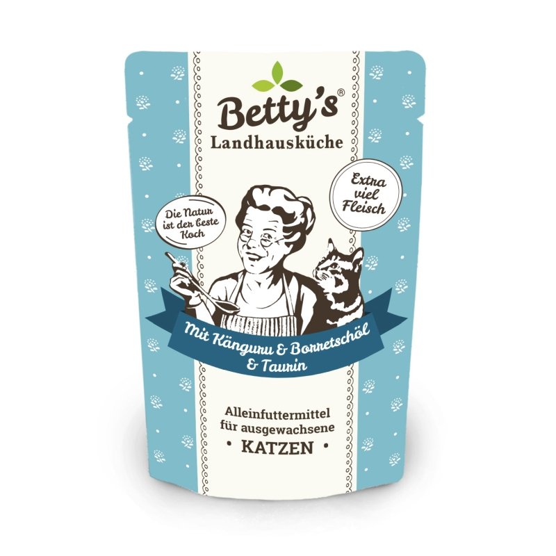 Betty's Landhausküche Katzenfutter Frischebeutel Känguru und Geflügel 100g