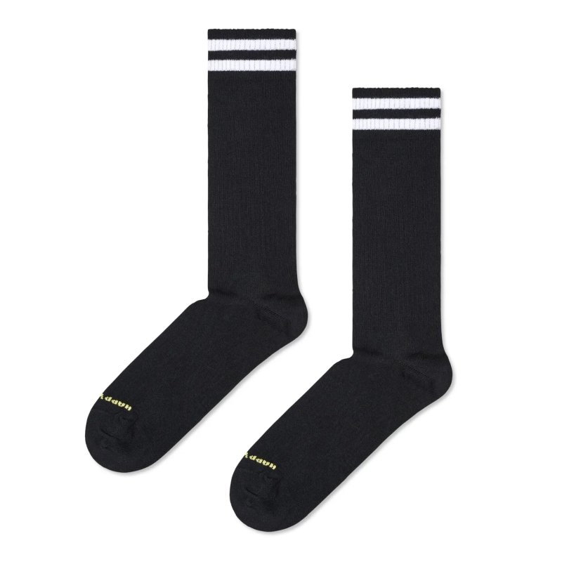 Happy Socks Solid Sneaker Thin Crew Sock Black 36-40