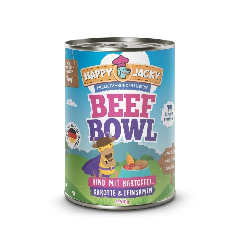 Happy Jacky Hunde Nassfutter Beef Bowl 410g