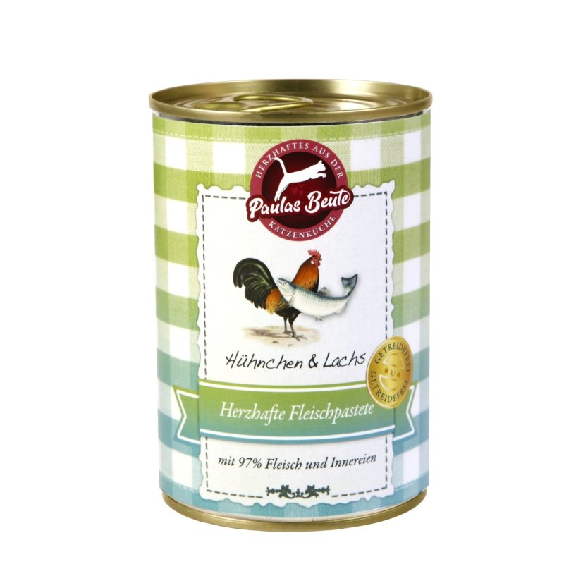 Paulas Beute Katzen Nassfutter Fleischpastete Hühnchen & Lachs 400g