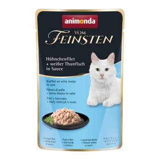 Animonda Katzen Nassfutter Vom Feinsten Adult mit Hühnchenfilet + weißem Thunfisch in Sauce 6x50 g