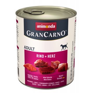 Animonda Hunde Nassfutter GranCarno Adult Rind + Herz 6x800 g