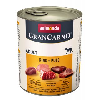 Animonda Hunde Nassfutter GranCarno Adult Rind + Pute 6x800 g