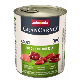 Animonda Hunde Nassfutter GranCarno Adult Rind + Entenherzen 6x800 g